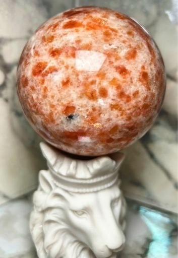 激レア 大玉 サンストーン 珠サイズ約73.3mm 重量541g 原石 パワーストーン 天然石 スフィア