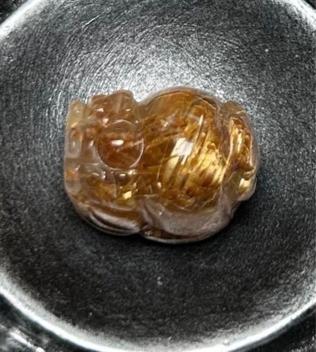 タイチンルチルクォーツ 貔貅（ヒキュウ） 縦穴貫通 希少 天然石ブレスレット パワーストーンブレスレット パーツ