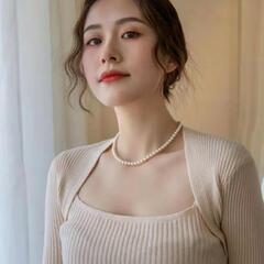 新品　ホワイトパールネックレス◌*イミテーション☆アジャスター付の画像