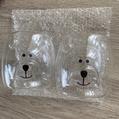 新品未使用 くま 耐熱ガラス 二重グラス 2個セットの画像