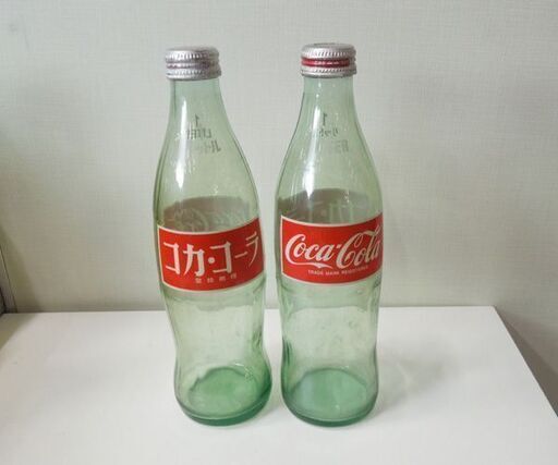 コカ・コーラ 1L 空き瓶1ダース キャップ付き +ペプシ 木箱セット レトロ オブジェ ディスプレイ品 札幌市 新道東店