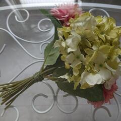【美品 】フェイクフラワー 花束 ピンク系 高さ約30cmの画像