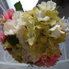 【美品 】フェイクフラワー 花束 ピンク系 高さ約30cmの画像
