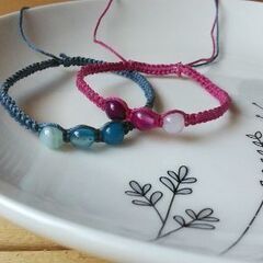 天然石のマクラメブレスレット2個セット