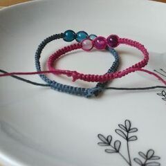 天然石のマクラメブレスレット2個セットの画像