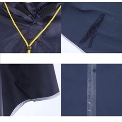 【新品】男女兼用 二重ツバ 長いポンチョ レインコート サイクルレインコート レインポンチョ 厚手生地 防水の画像