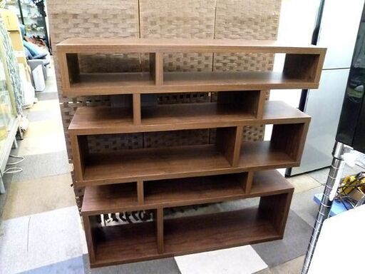 値下げ 幅120cm オープンシェルフ 奥30×高120cm 収納棚 多目的 収納ラック ブラウン 木製 札幌 北20条店
