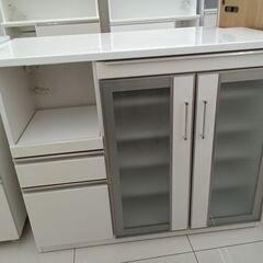 ☆ジモティ割あり☆ レンジ台 ホワイト H101×D50×W120 クリーニング