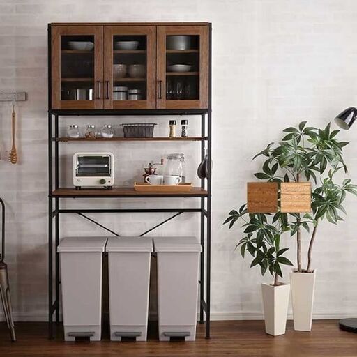 ニトリ レンジ台 ヴィンテージ　レンジ台　ゴミ箱上ラック 家具 インテリア 収納用品 多目的収納　ダストボックス 食器棚 おしゃれ クリーニング済 堺市　一人暮らし　新生活　引越【ジャングルジャングル石津店】