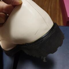 ベージュ　ボリュームソール スクエアトゥレースアップシューズの画像