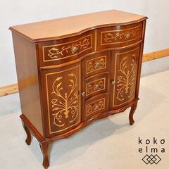 【コンソール】イタリア　象嵌　キャビネット　収納　花台　飾り台　アンティーク◎ コンソール】イタリア 象嵌 キャビネット 収納 花台 飾り台