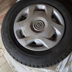 スタッドレス155/80R13 ＋ 鉄チン マルチ穴 ＋ ホイールカバー  ４本 18年物（笑） 山ありの画像