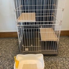 猫用　2階建ゲージ　子猫用トイレ付き