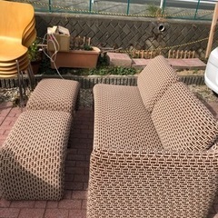 譲渡済 二人がけソファ　オットマン付きの画像