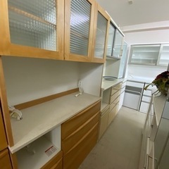 札幌市/清田区 unico/ウニコ バタフライテーブル NOTE/ノート チェアセット 学習机 生活家具 テーブル ☆値下げ☆2310-298 キッチンボード　コンセント付き　キズ汚れ有　現状渡し