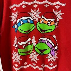 ✨🔔期間限定・特別価格🔔✨ ニンジャタートルズ ヴィンテージトレーナー 赤 クリスマスの画像