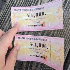 ビックカメラの商品券2,000円分（11月末期限）