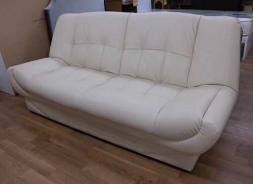 R371 ソファベッド、3人掛けソファ、合皮、幅190cm USED