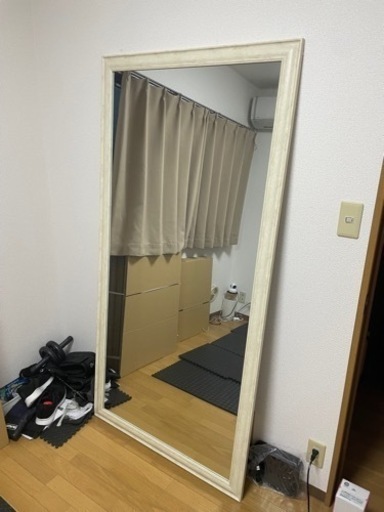 【最終値引】鏡　ジャンボミラー　美品　ホワイト　90×H180