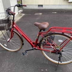 【決まりました】自転車　赤　前後タイヤ修理要
