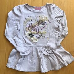 未使用★メゾピアノJr.★ビジュー・リボン・レース付きプルオーバ...