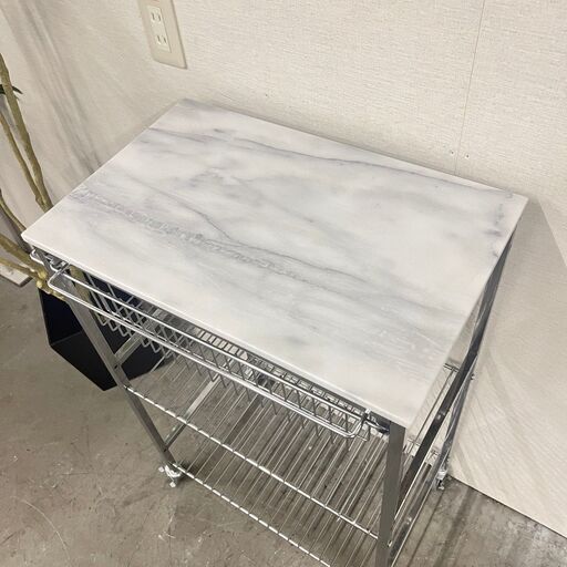  13802  ASPLUND キャスター付き大理石天板ワゴン　アスプルド   ◆大阪市内・東大阪市他 5,000円以上ご購入で無料配