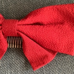 髪飾り　リボン　ワイン色の画像