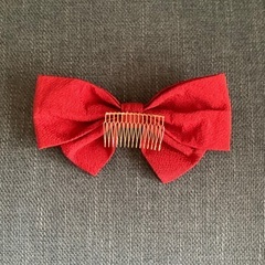 髪飾り　リボン　ワイン色の画像