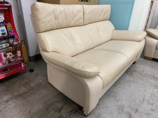 【愛品館 江戸川店 ソファ】 karimoku（カリモク）半革 2Pソファ ID:156-019328-007