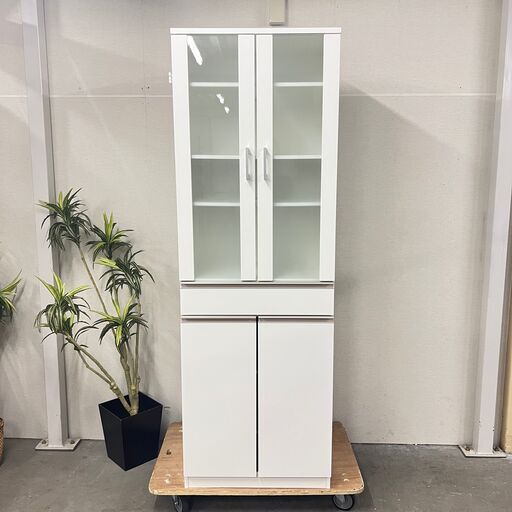 W 13497 NITORI 2枚ガラス扉キッチンボード 食器棚 ◇大阪市内・東大阪