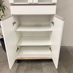 W 13497 NITORI 2枚ガラス扉キッチンボード 食器棚 ◇大阪市内・東大阪