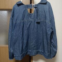 Мサイズ フェミニン ガーリー ネイビー デニムジャケット Gジャンの画像