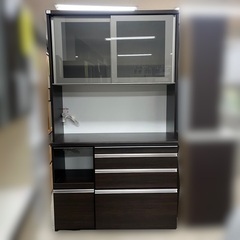 J2694 現行販売品 美品！福岡家具 大川家具 松田家具 パンチレンジ 1200 食器棚  モダンシックデザイン キッチンボード IDC大塚家具 取扱  クリーニング済み　【リユースのサカイ柏店】 流山市 中古 食器棚 松戸市 中古 食器棚 我孫子市 中古 食器棚 船橋市 中古食器棚 守谷市 中古食器棚 取手市 中古食器棚 