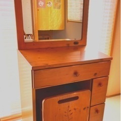【お取引先決定しました】木製ドレッサー(椅子付き・パイン材)