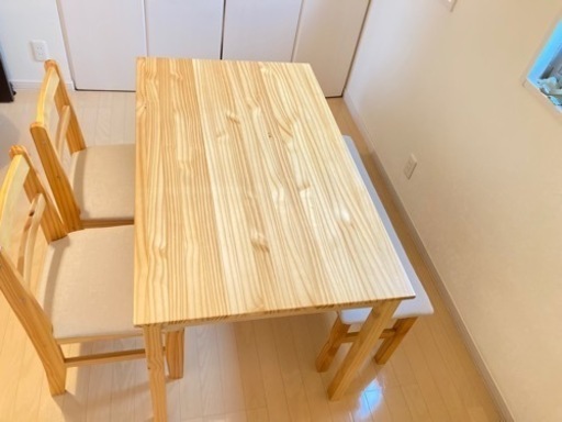 ダイニング&チェア&ベンチ4点セット　ダイニングテーブルテーブルセット　ナチュラル