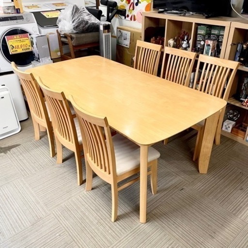 お買い得‼️】180cm幅6人掛けダイニングテーブルセット 合成皮革張り