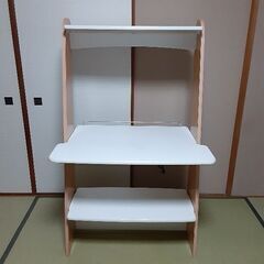 お値下げしました⭐デスク　3段　高さ調節可　電源コンセント・コード付