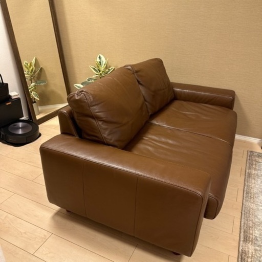 10/12まで　無印良品　2シーター　ダウンフェザー　本革　レザー　ソファー
