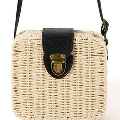 配色スクエアカゴショルダーバッグの画像