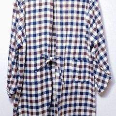 婦人用 秋冬用エプロン／割烹着タイプ／チェック柄♻️ほぼ未着用の画像