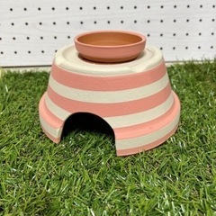 素焼き　爬虫類シェルターピンク縞の画像