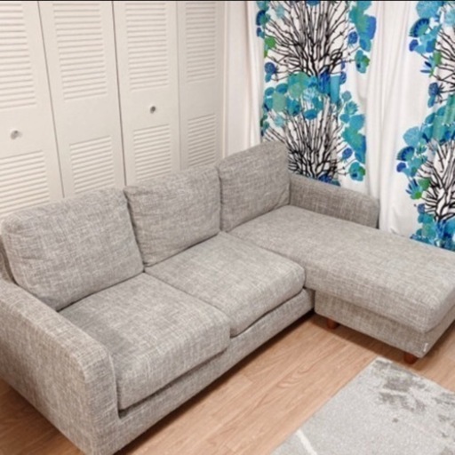 早い者勝ち b-company カウチソファ グレー 3人掛け 3P L字ソファ ビー