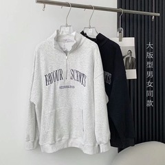 【新品】長袖 トップス レディース ハーフジッパー ポケットデザイン付き レトロなハイストリートセーター ゆるくて用途が広い 春と秋の薄さ の画像