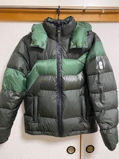 コーチ ダウンジャケット S グリーン ロゴワッペン フード付き USED
