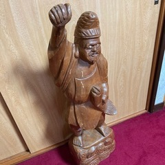 恵比寿神　置き物　オブジェ　開運　縁起物　商売繁盛　木彫り　木製の画像