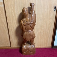 恵比寿神　置き物　オブジェ　開運　縁起物　商売繁盛　木彫り　木製の画像