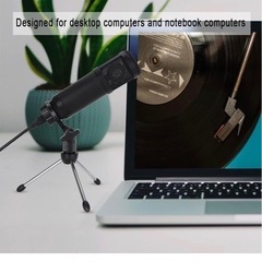 【新品】三脚スタンド付きコンデンサーマイク録音マイクPCコンピュータ用ラップトップ (黒)の画像