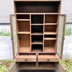 アンティーク 大正家具 調度品 広葉樹無垢材 キャビネット 食器棚 ☆配送応相談☆の画像