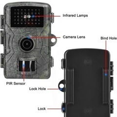 【新品】Hosioe 16MP1080Pポータブル昼夜写真ビデオ撮影トレイルカメラ多機能屋外狩猟動物観察家監視カメラ写真ビデオ撮影IP66防水38赤外線カメラの画像