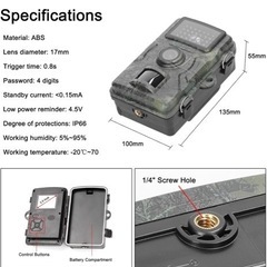【新品】Hosioe 16MP1080Pポータブル昼夜写真ビデオ撮影トレイルカメラ多機能屋外狩猟動物観察家監視カメラ写真ビデオ撮影IP66防水38赤外線カメラの画像